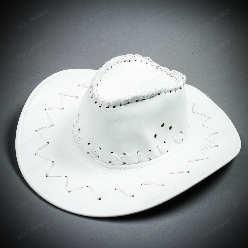 Neon Light Up Cowboy Hat - White